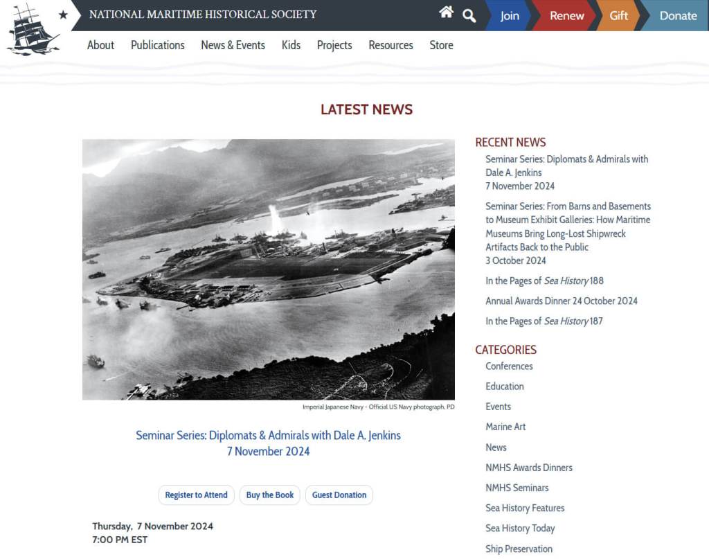 Join Me with SeaHistory.org November 7th!